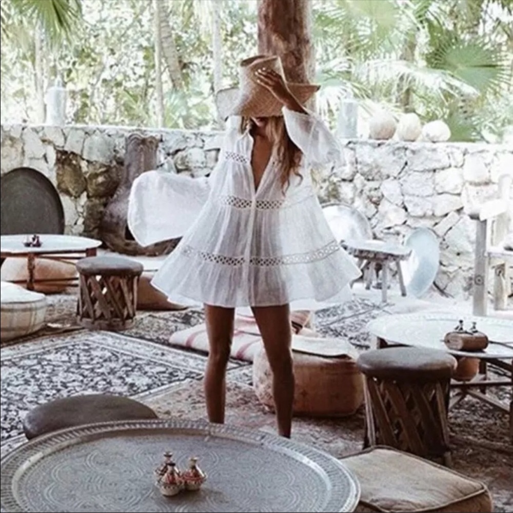 RESTOCKED! White Eyelet Beach Coverup - Picture 5 of 6